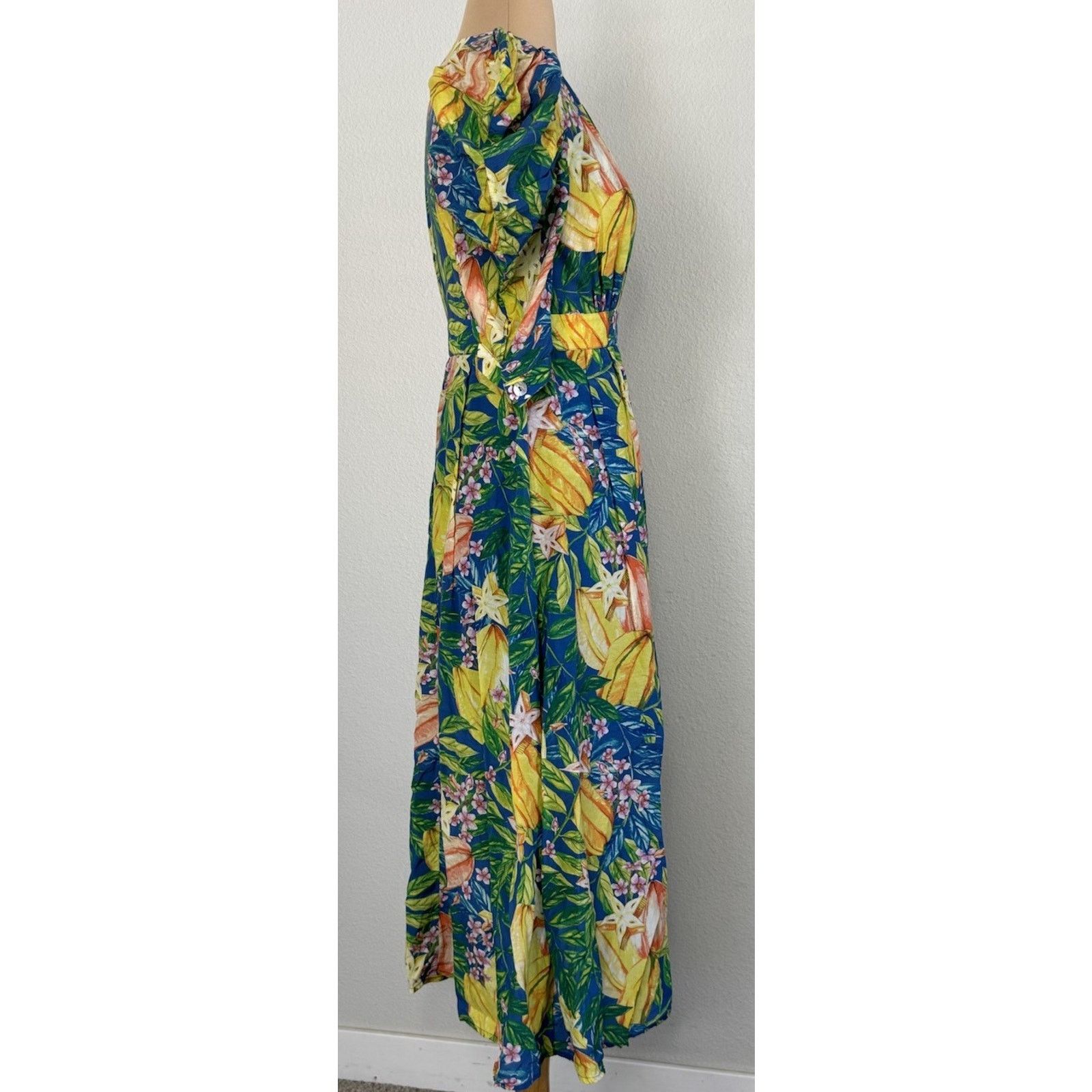 Farm Rio FARM RIO Star Fruits Tropical Puff Sleeve Midi Boho Dress XS Size XS / US 0-2 / IT 36-38 - 6 Thumbnail
