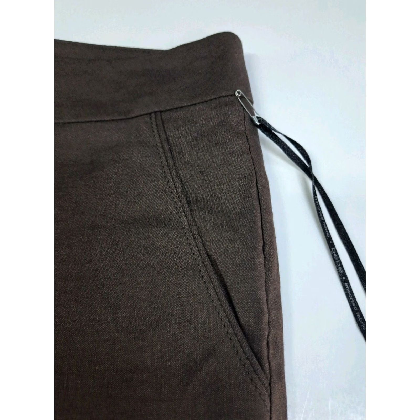 Bebe NWT bebe Womens Tab Ankle Slim Crop Pants Brown Size 0 #6801 Size 27" / US 4 / IT 40 - 7 Thumbnail
