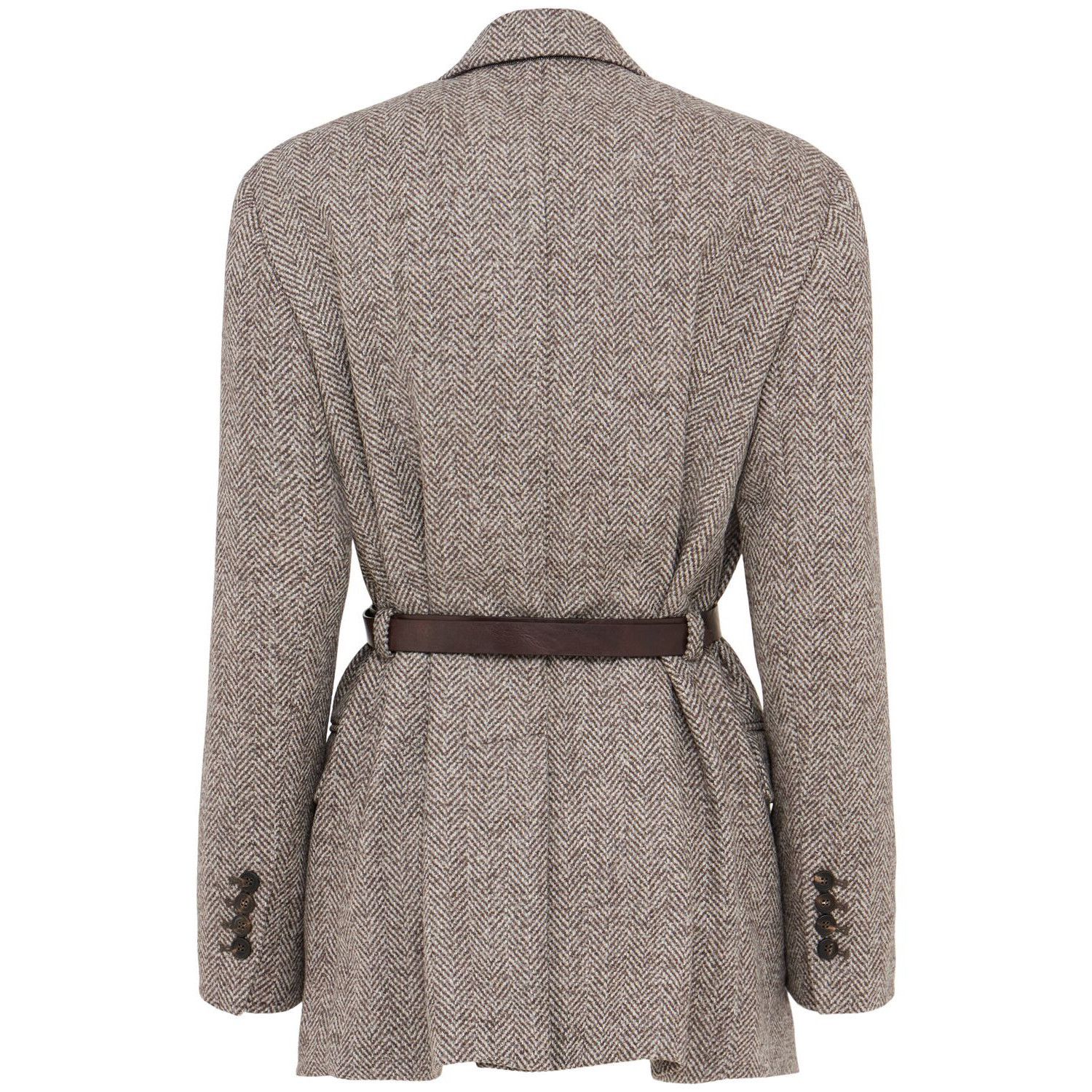 Brunello Cucinelli BRUNELLO CUCINELLI Belted Brown Wool Blazer Jacket New & Aut Size M / US 6-8 / IT 42-44 - 2 Thumbnail