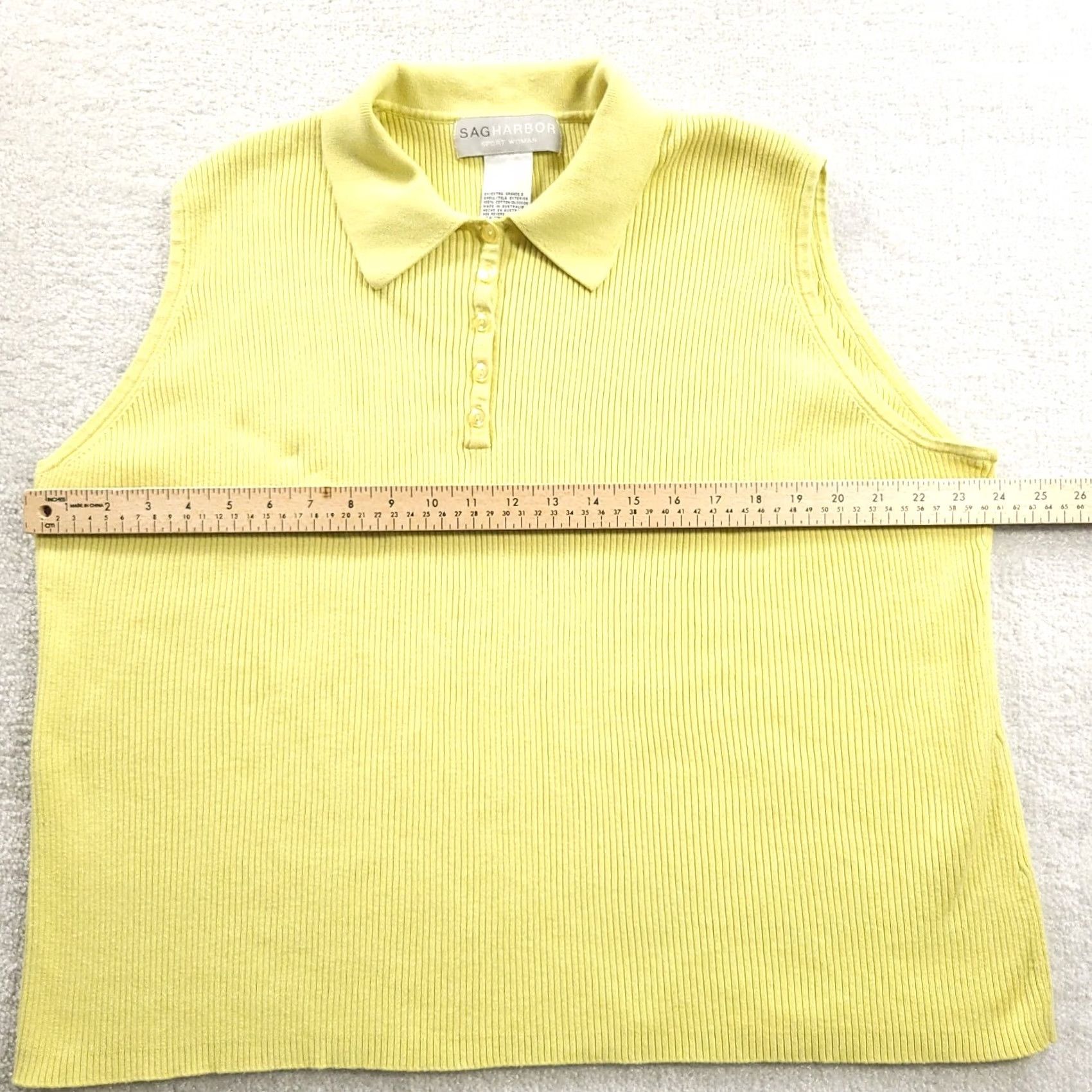 Vintage Sag Harbor Sport Shirt Women's 3X Green Ribbed Sleeveless Collared Top Size XXL / US 16-18 / IT 52-54 - 4 Thumbnail
