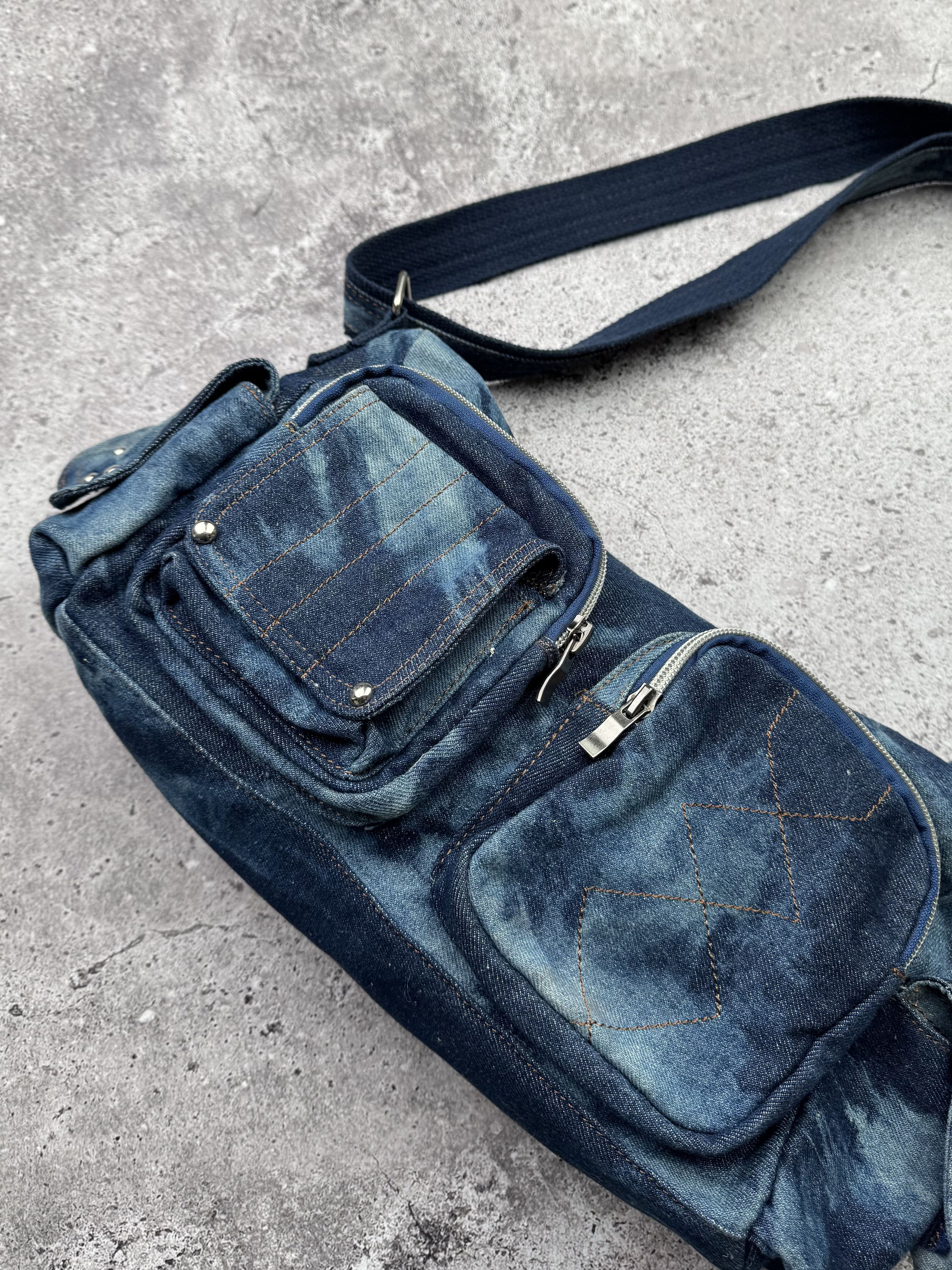Vintage Vintage Faded Denim Handle Bag C278(V553) Size ONE SIZE - 2 Thumbnail