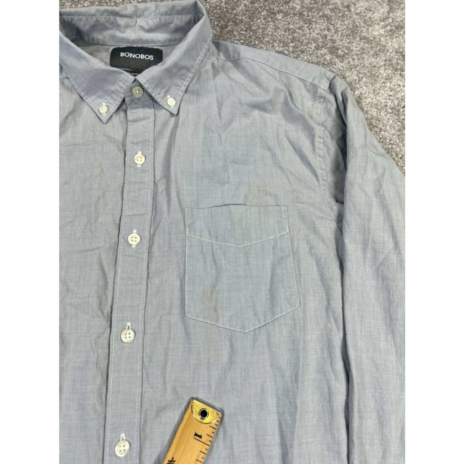Bonobos Bonobos Shirt Mens M Gray Cotton Button Up Button-Down Collared Casual Classic 70s? Size US M / EU 48-50 / 2 - 5 Thumbnail