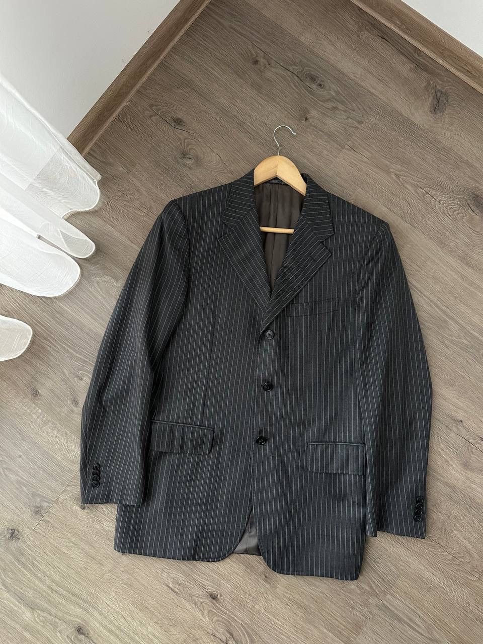 Corneliani × Vintage Vintage Corneliani Lana Extrafine Gray Striped 48R Suit Size 48R - 16 Thumbnail
