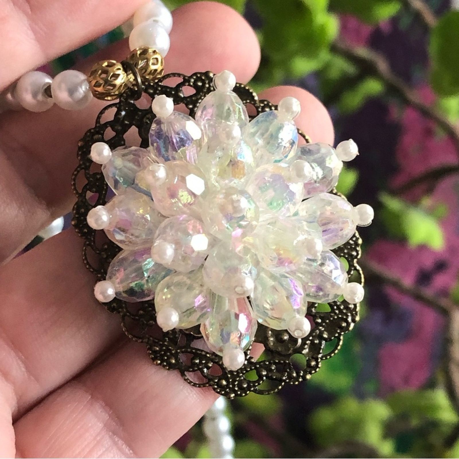 Handmade Handcrafted repurpose filigree pearl cluster Pearl necklace Size ONE SIZE - 10 Thumbnail