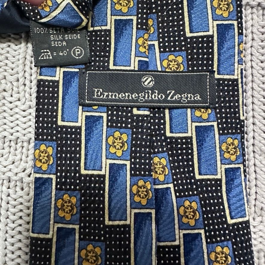 Ermenegildo Zegna Ermenegildo Zegna blue geometric silk tie Size ONE SIZE - 3 Thumbnail