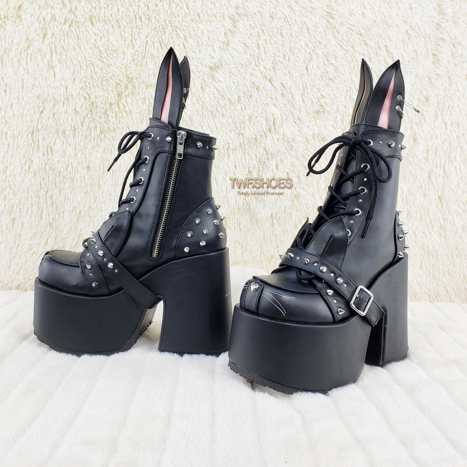 Other Camel 202 Platform Goth Punk Bunny Cat Ankle Boots 6-12 NY ( Size US 7 / IT 37 - 4 Thumbnail