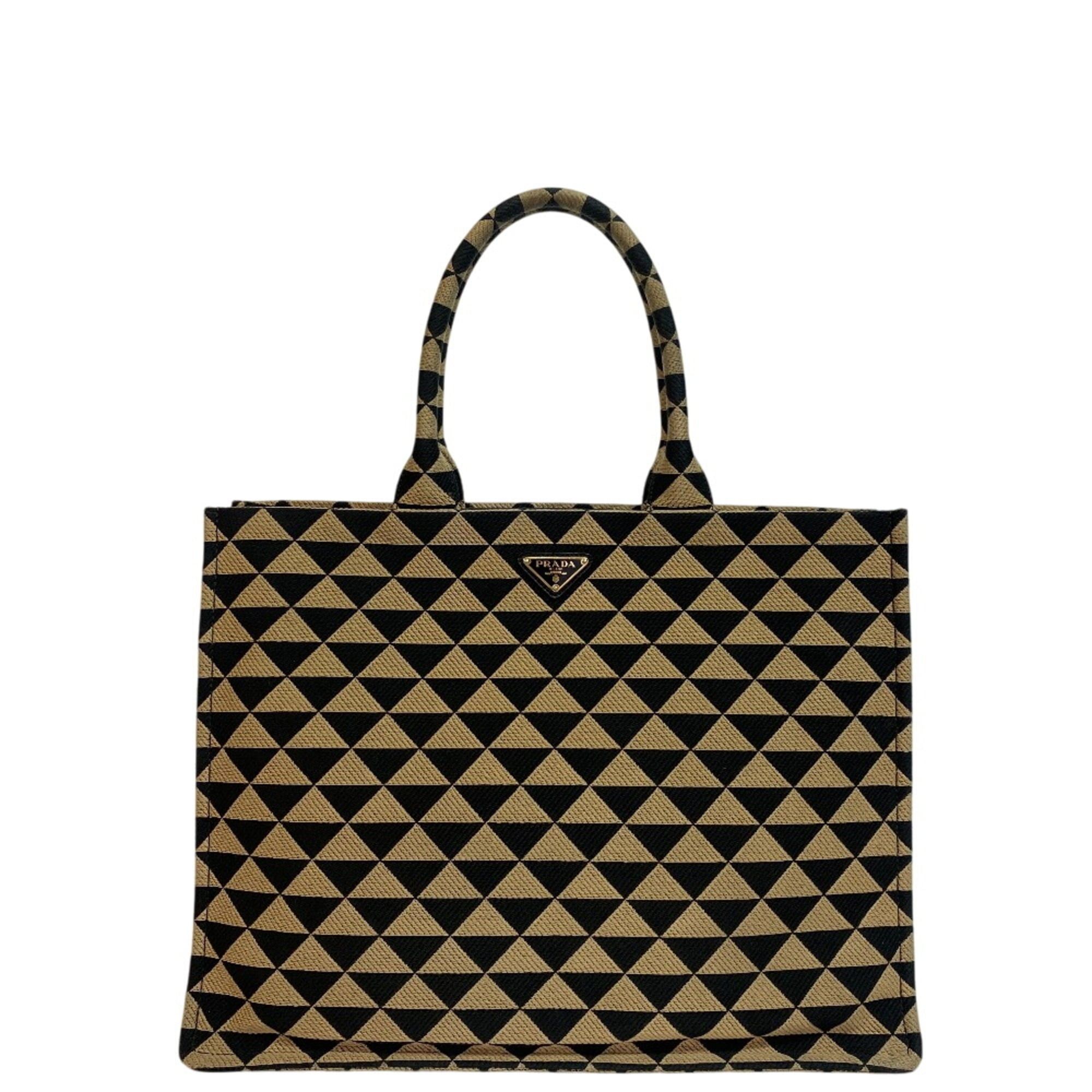 Prada PRADA 1BA356 Small Tote Embroidered Fabric Jacquard Handbag Black Size ONE SIZE - 1 Thumbnail