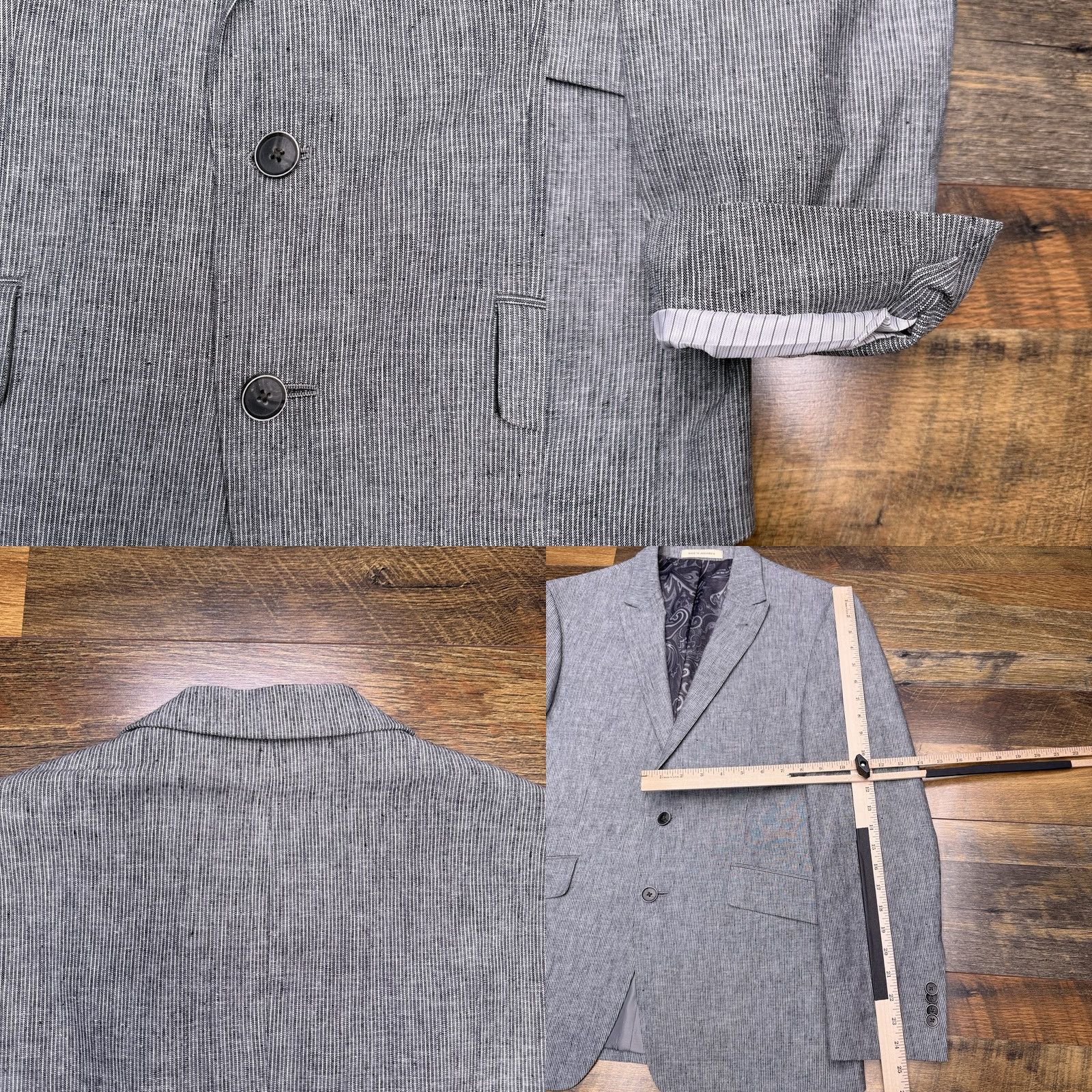 Joseph Abboud Joseph Abboud Blazer Sport Coat 40 Short Gray Linen Cotton Notch Lapel Four-Button Inner Pockets Double-Vented Regular Mens Size US 40 / EU 56 - 8 Thumbnail