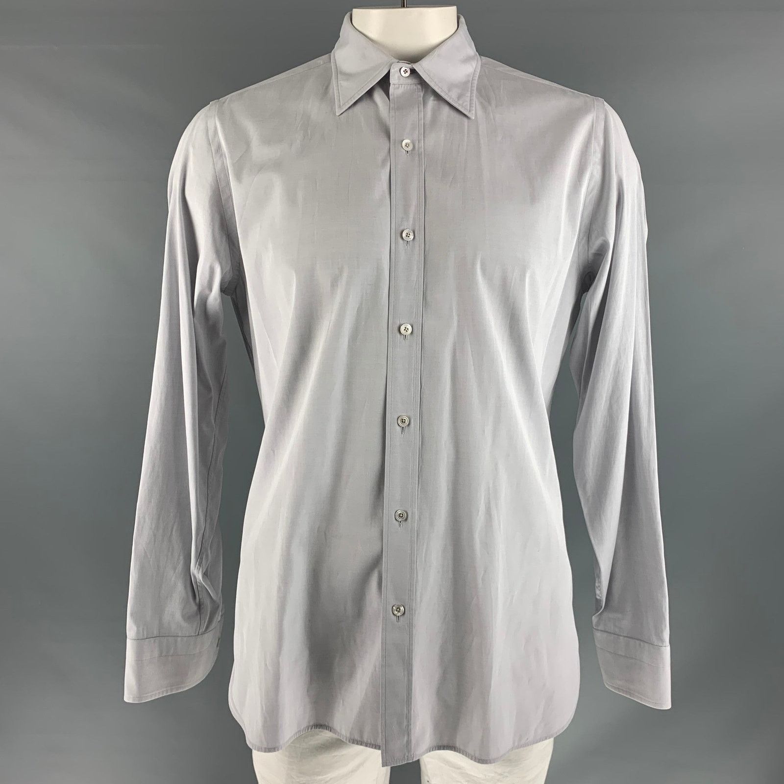 Tom Ford TOM FORD Size XL Grey Cotton Long Sleeve Shirt Size US XL / EU 56 / 4 - 1 Thumbnail
