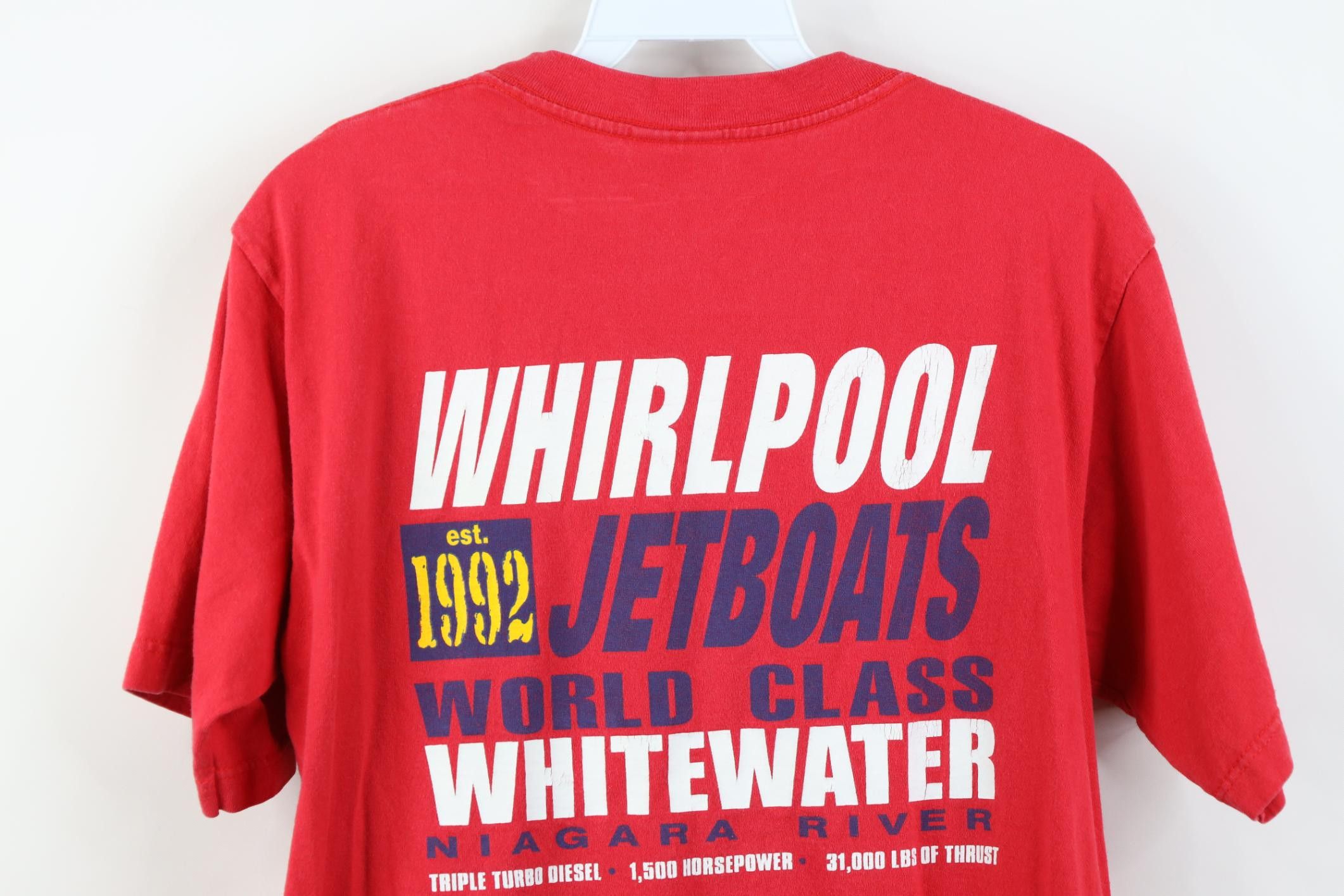Vintage Vintage 90s Whirlpool Jet Boats Boating T-Shirt Red Cotton Size US M / EU 48-50 / 2 - 12 Thumbnail