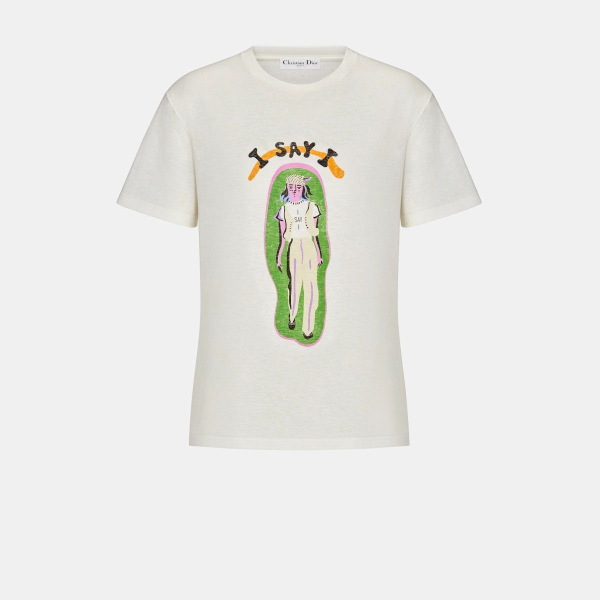 Dior o1bcso1str0225 I Say I' T-shirt in Ecru Size L / US 10 / IT 46 - 1 Thumbnail