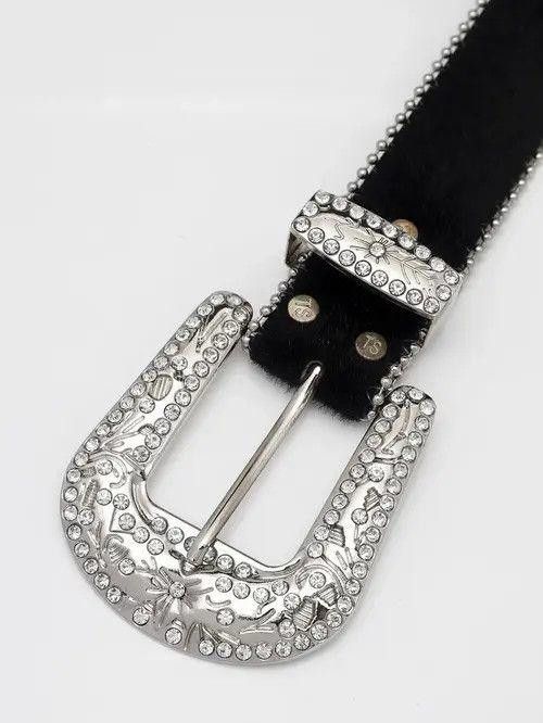 Vintage Dazzling Rhinestone Belt PU Leather Belt Size ONE SIZE - 2 Thumbnail