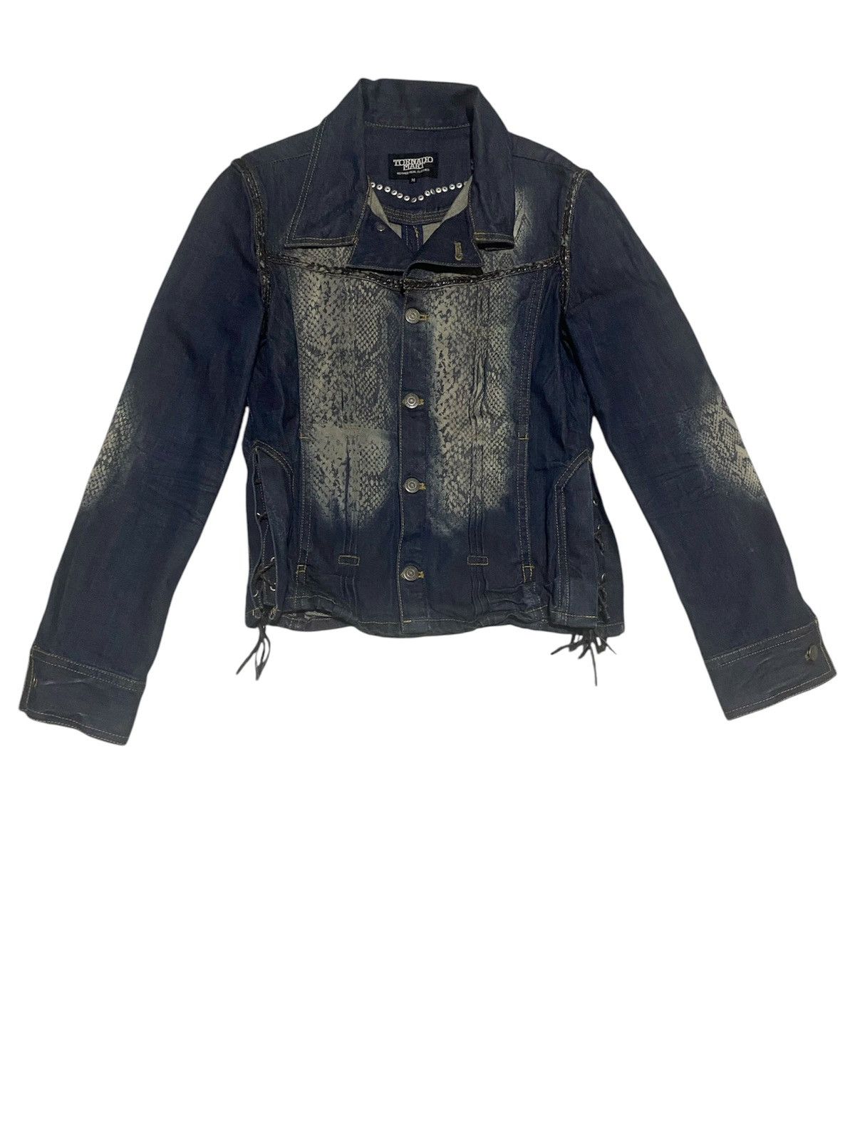 Japanese Brand × Tornado Mart Hype! Tornado Mart Snake Skin Denim Punk Trucker Jacket Size US M / EU 48-50 / 2 - 2 Thumbnail
