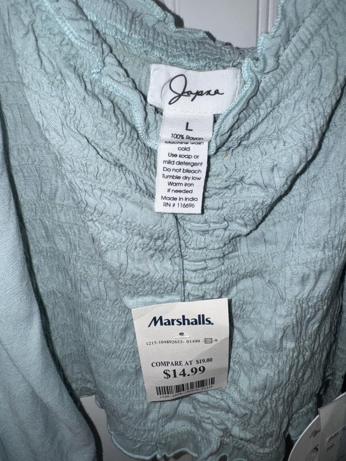 Japanese Brand Japna Light Blue Long Sleeve Smocked Top Size L Size L / US 10 / IT 46 - 3 Thumbnail