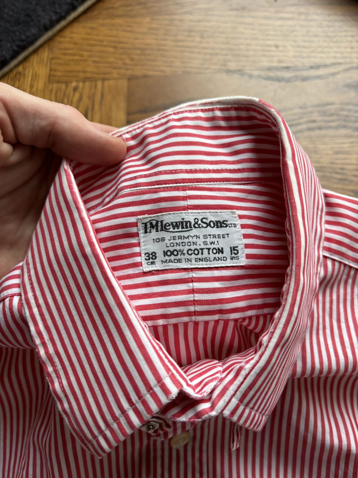 T.M. Lewin × Vintage 1960s T.M. Lewin & Sons Oxford Shirt Vintage England Stripe Size 38R - 4 Thumbnail