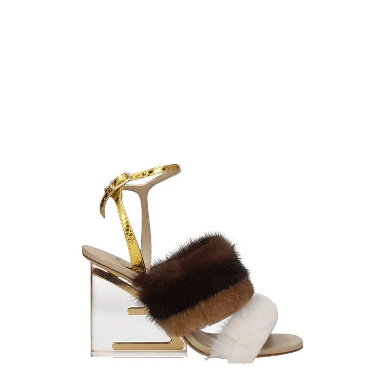 Fendi ob1o1e1124 Mink Sandals in Multicolor Size US 10 / IT 40 - 1 Thumbnail
