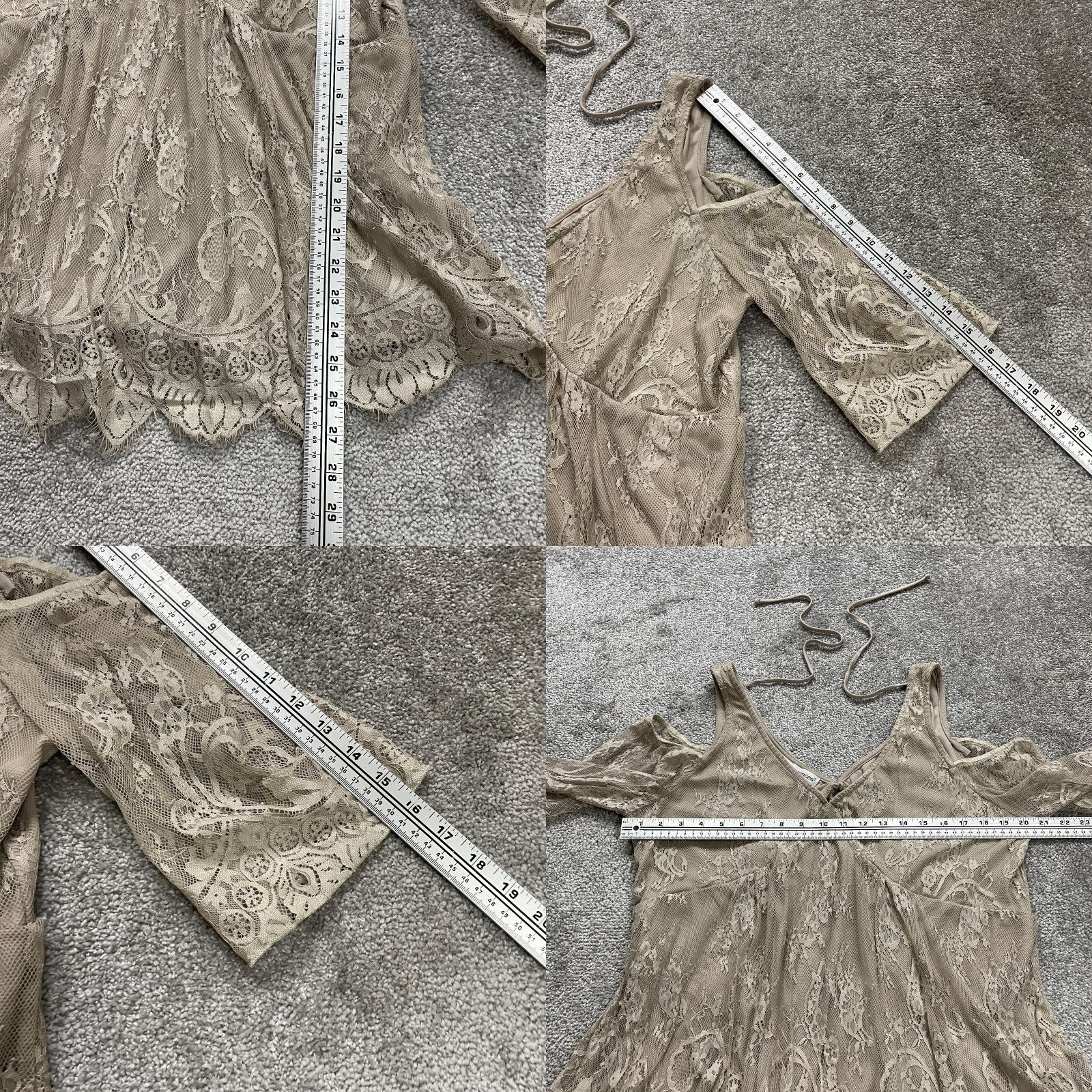 Vintage Maurices Top Womens 1 Brown Half Sleeve Lace Lined Nylon Cold Shoulder Casual Size XS / US 0-2 / IT 36-38 - 8 Thumbnail