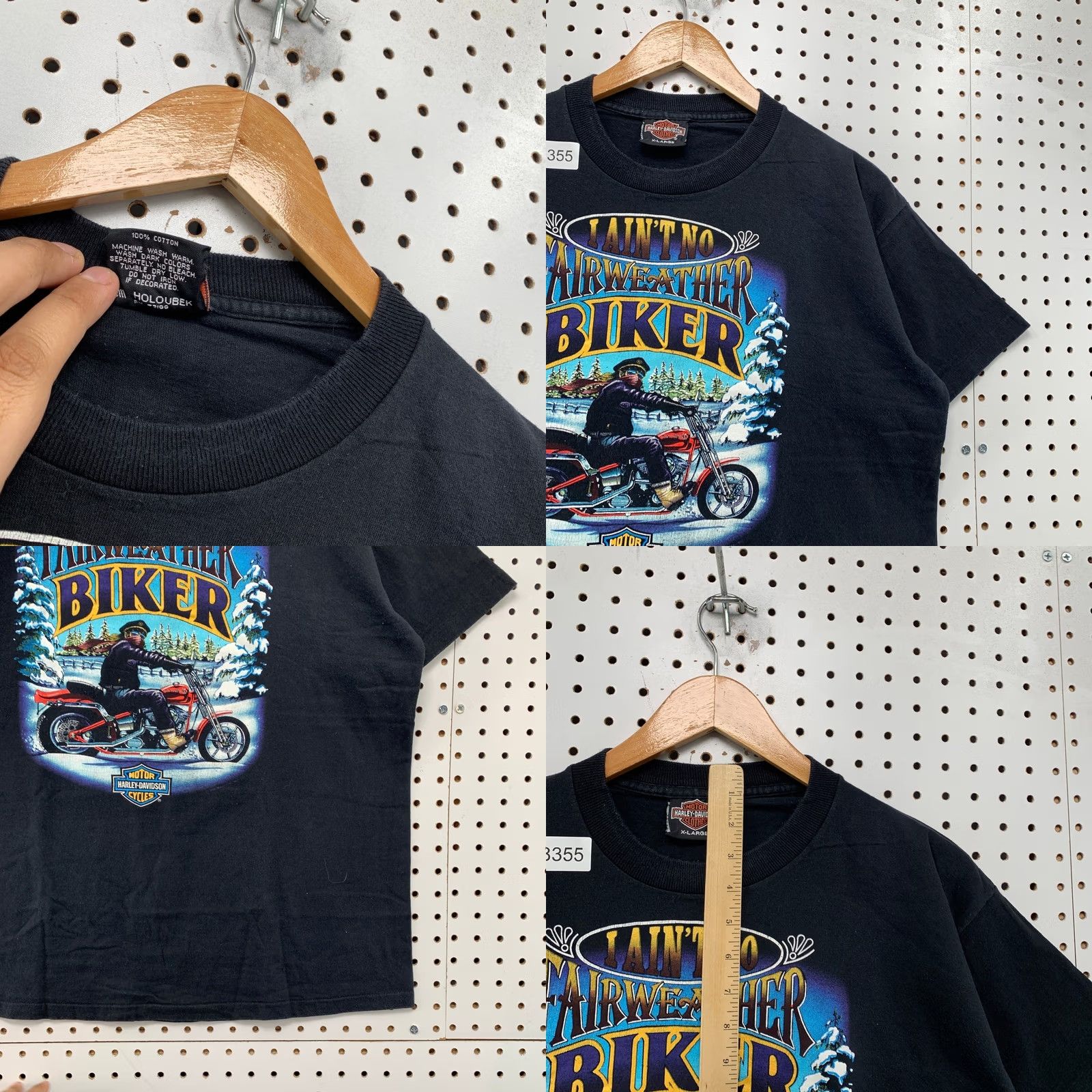 Harley Davidson VINTAGE Harley-Davidson Shirt Mens XL Black 90 Fairweather Biker Single Stitch Graphic Print Crew Neck Short Sleeve USA 1990s Boys Girls Mens Womens Size US XL / EU 56 / 4 - 8 Thumbnail