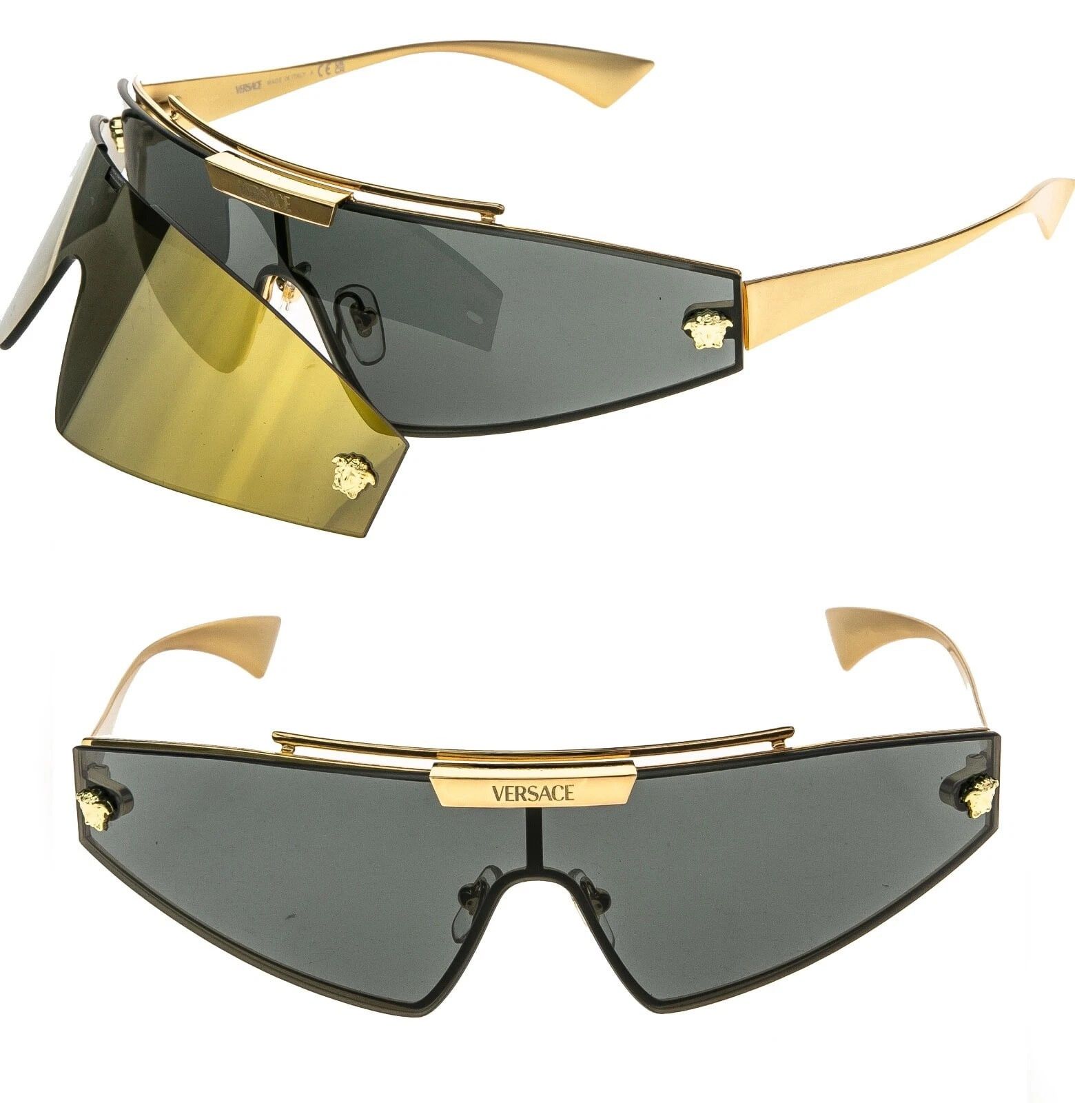 NEW VERSACE Medusa Horizon Sunglasses Silver, Shield Unisex Sunglasses VERSACE MEDUSA SHIELD TRANSPARENT GREY 4391311/6G VERSACE main image 3