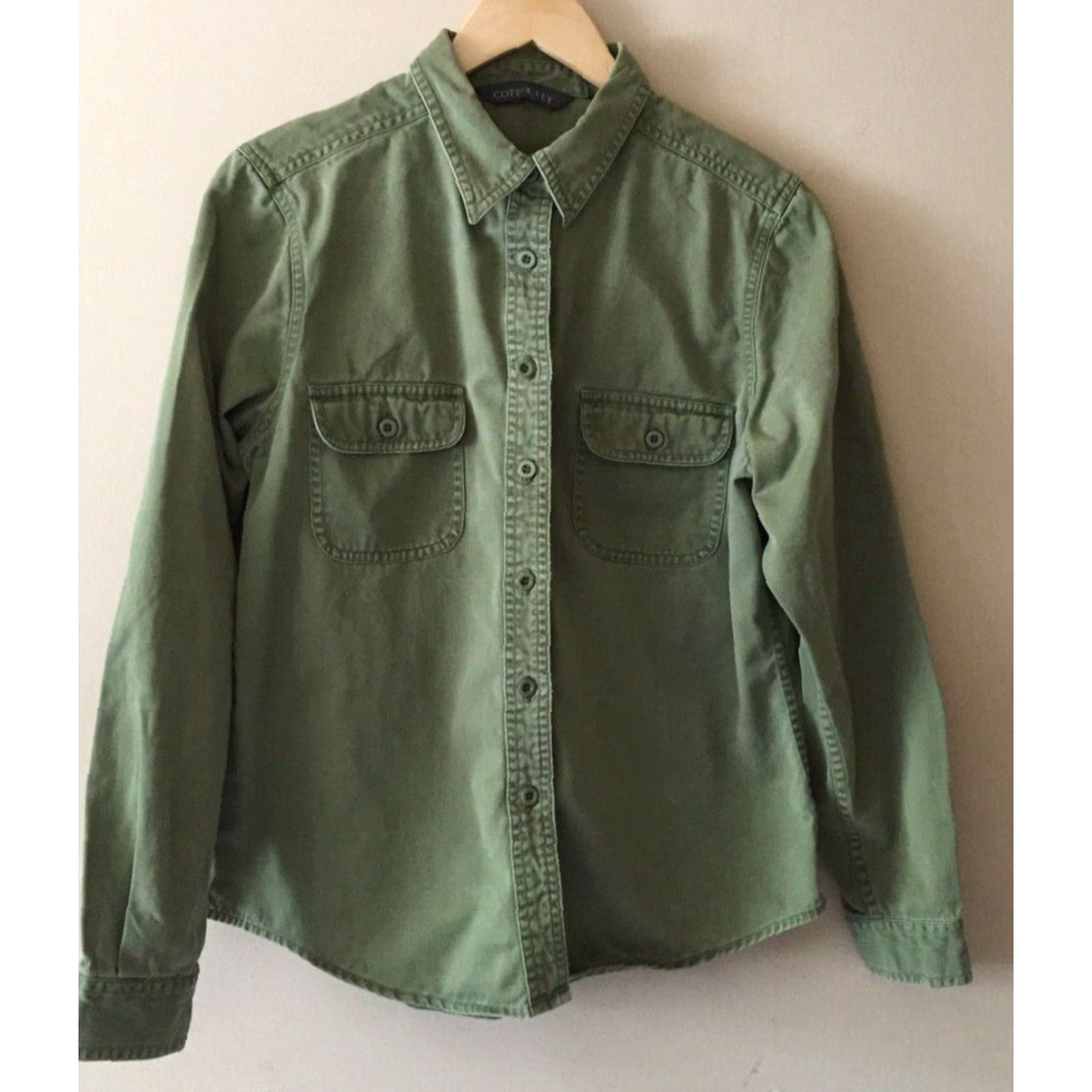 Vintage Copper Key Women’s Button Up Size L Green Long Sleeve Work Shirt Size L / US 10 / IT 46 - 2 Thumbnail