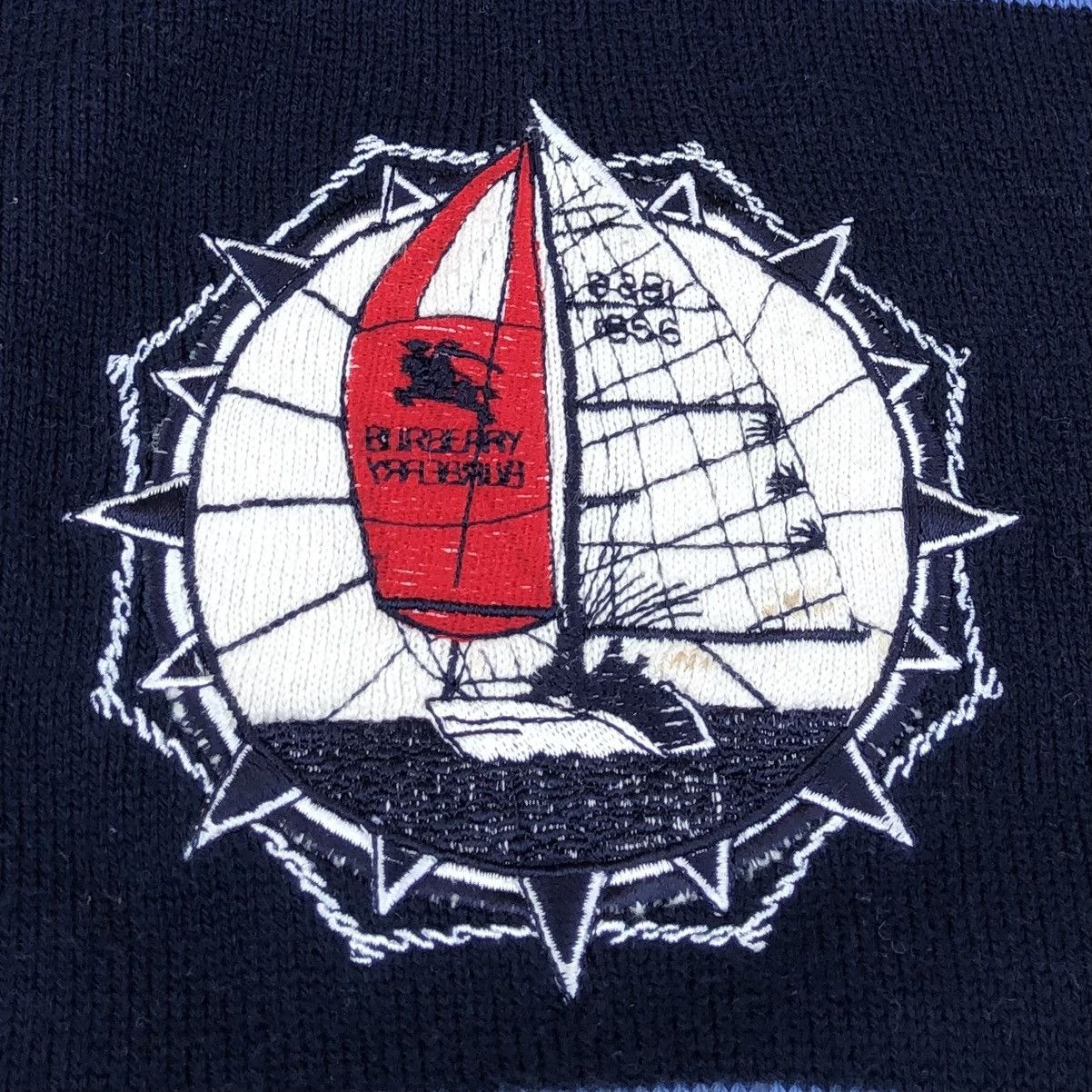 Burberry Burberrys Sailboat Embroidery Logo Striped Knitwear Sweater Size US L / EU 52-54 / 3 - 3 Thumbnail