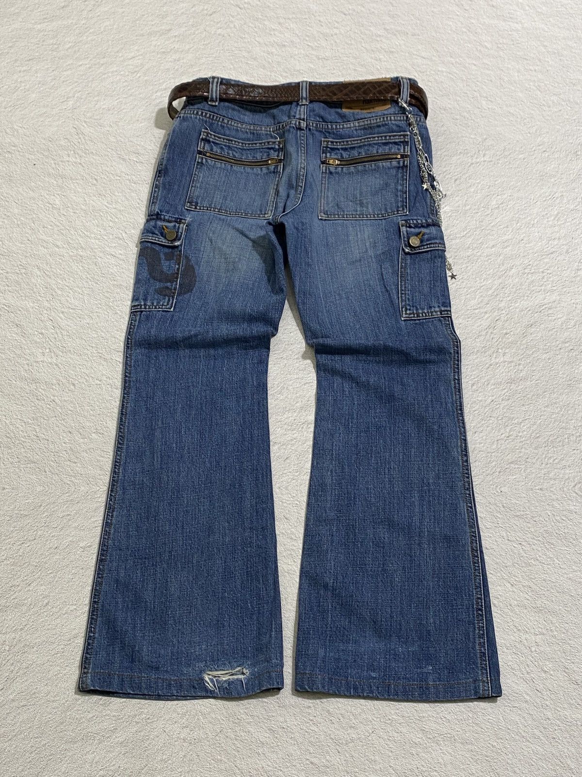 If Six Was Nine × Japanese Brand × Le Grande Bleu (L.G.B.) CRAZY❤️‍🔥 Naknine Flare cargo jeans Size US 29 - 2 Thumbnail