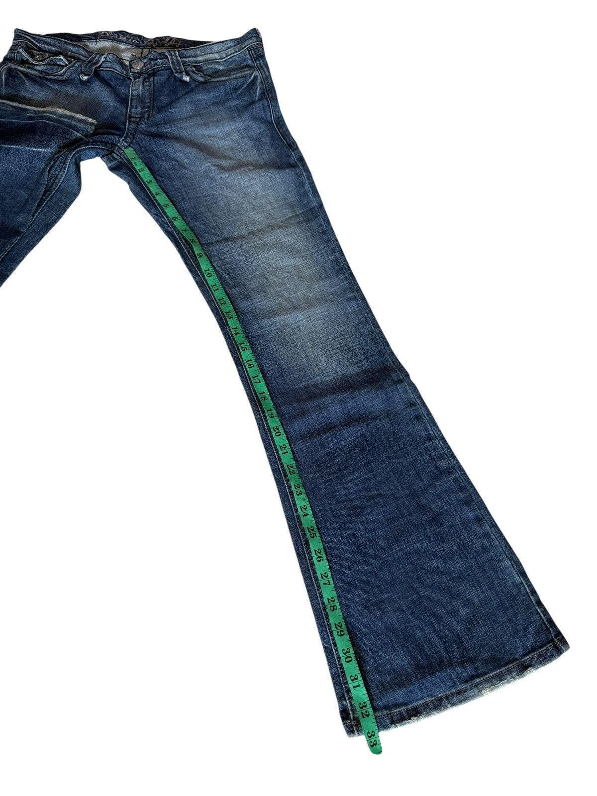 Tornado Mart Flared Jeans Plastic Boy Gly USA Made Nice Design Denim Size US 33 - 15 Thumbnail