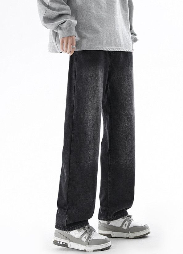 Japanese Brand Men's American street retro washed distressed straight jeans Size US 32 / EU 48 - 2 Thumbnail