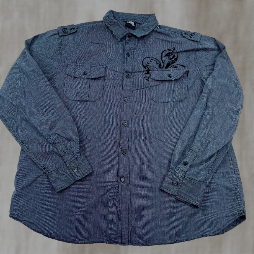 Vintage VINTAGE MMA Elite Shirt Men 2XL Black Striped Button Up Georgia Punk Western Cowboy Modern Y2K Goth Adults Mens Size US XXL / EU 58 / 5 - 1 Thumbnail