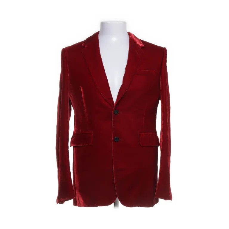 Saint Laurent Paris F/W16 Red Velvet Blazer Jacket x Hedi Slimane Size US S / EU 44-46 / 1 - 1 Thumbnail