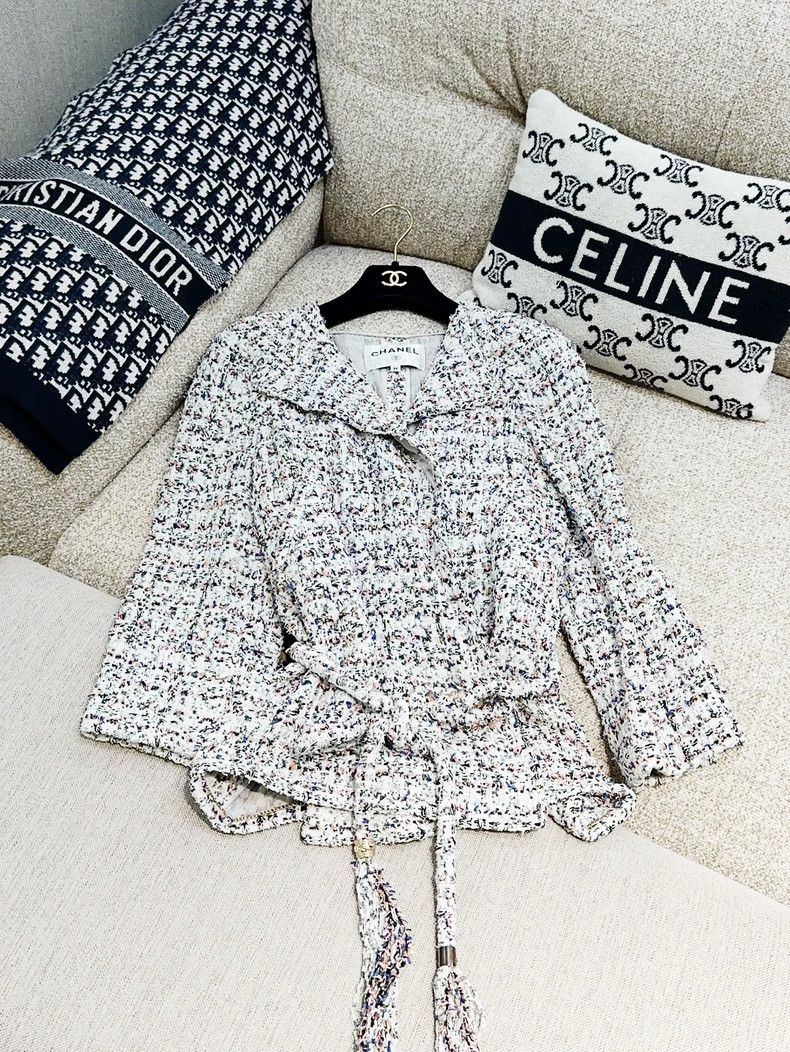 Chanel Tweed Sequin Belted Jacket - dmc