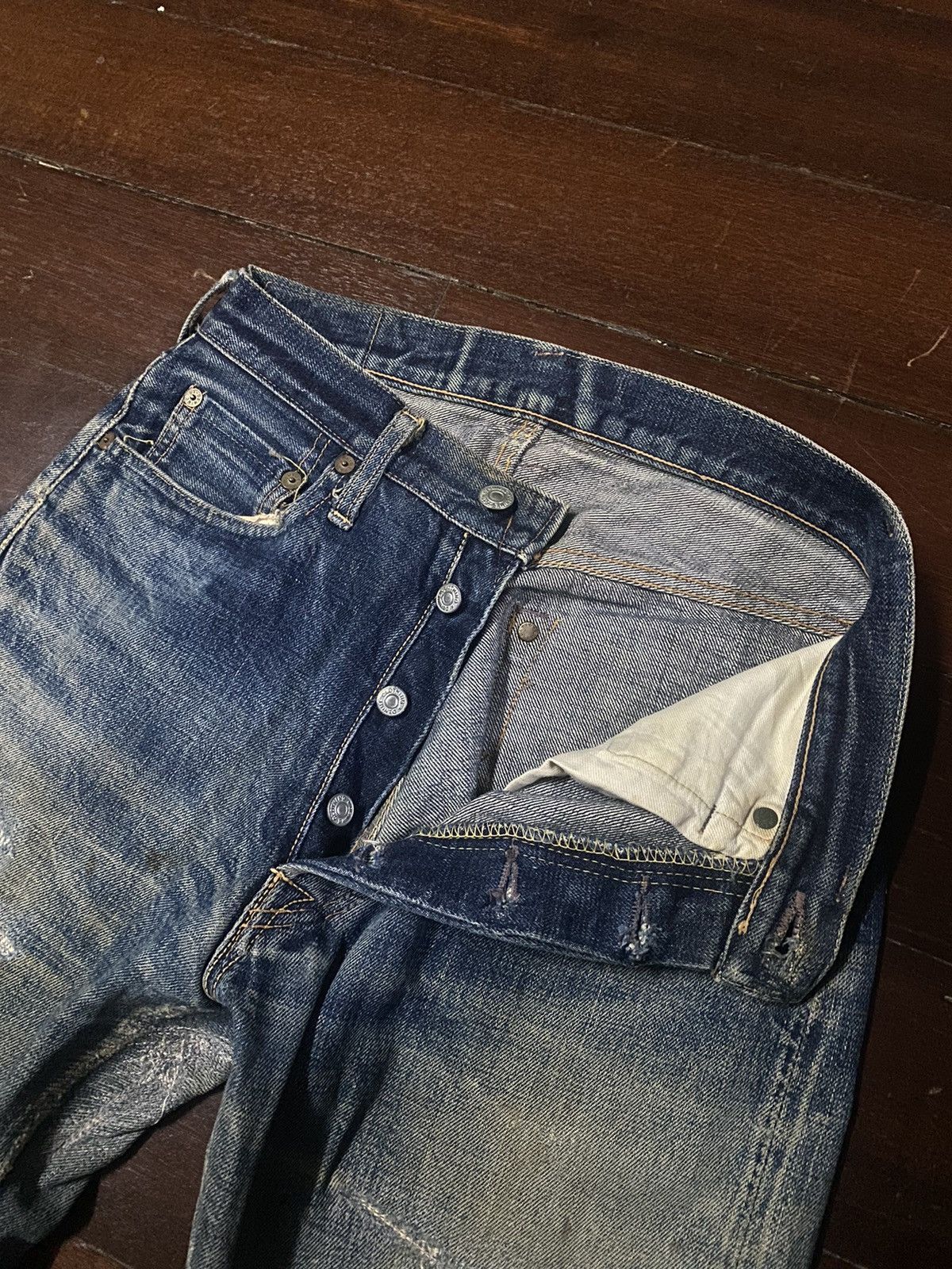 Denime FIRE 🔥 VINTAGE DENIME JAPAN DISTRESSED REWORK FADED JEANS Size US 29 - 9 Thumbnail