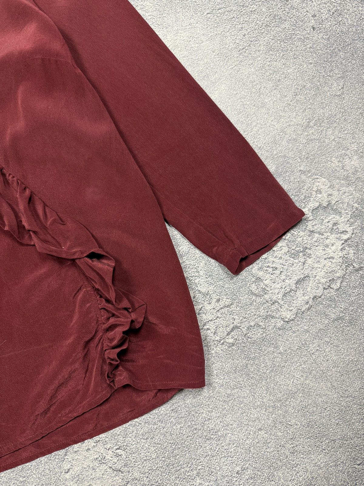 Sezane SEZANE Burgundy Silk Blouse Shirt Size XS / US 0-2 / IT 36-38 - 4 Thumbnail