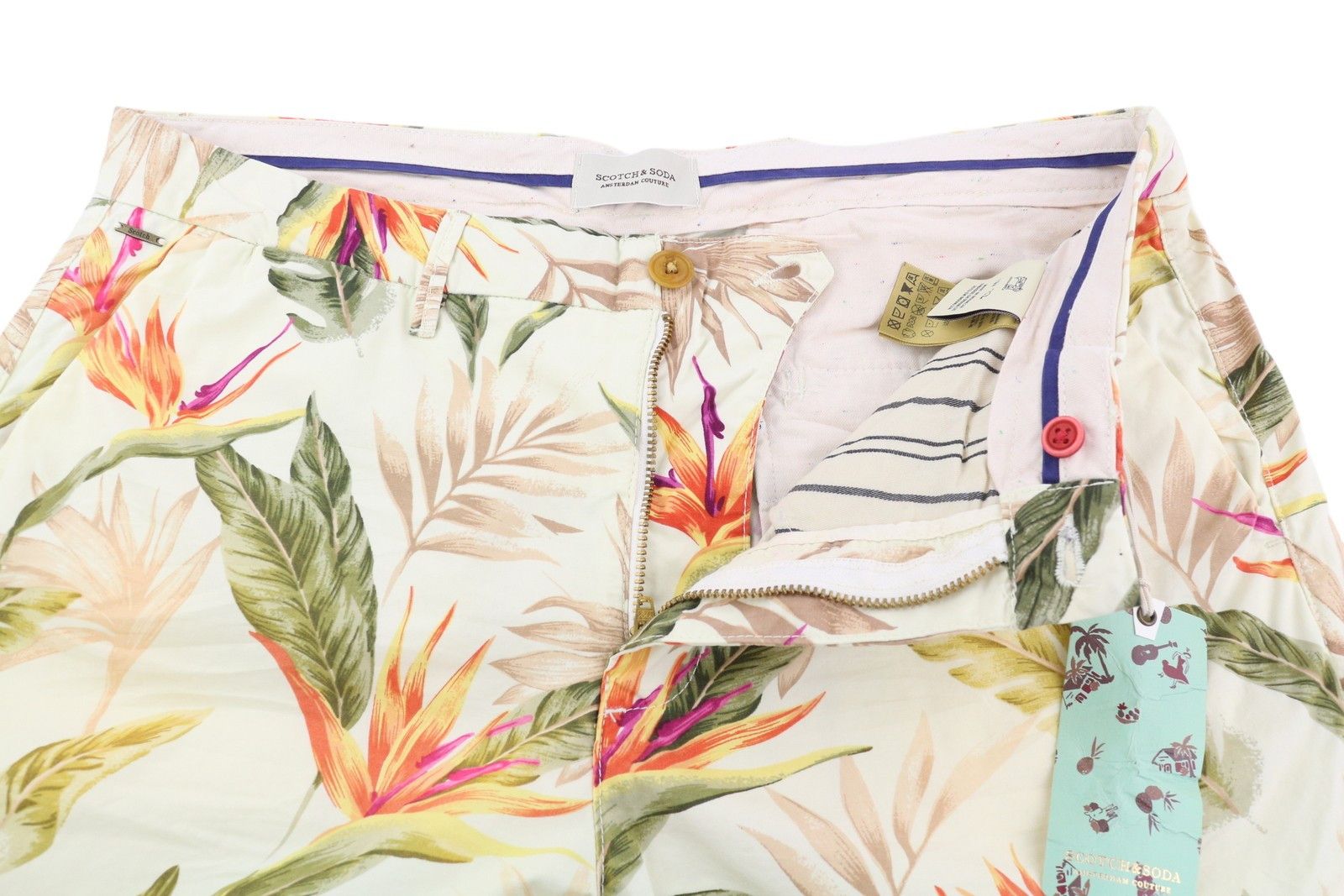 Scotch & Soda W32 Chino Colourful Leaf Pattern Pockets Logo 84175 Size US 32 / EU 48 - 4 Thumbnail