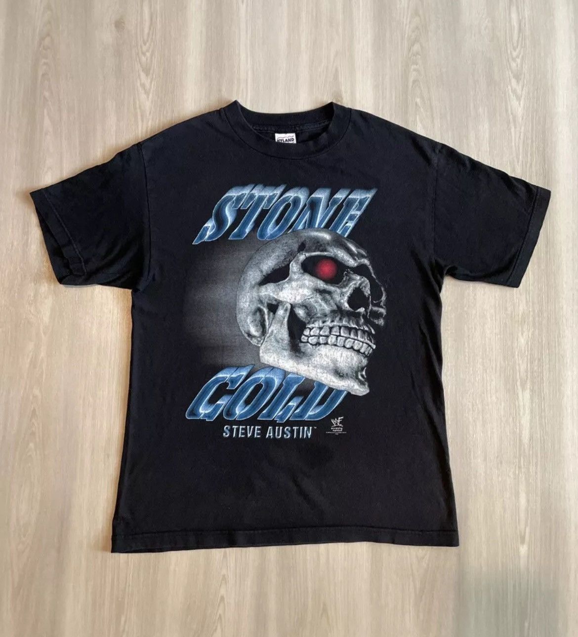 【WHO.A.U】Steve Ringer T-shirt Vintage × WWE × WWF Stone cold Steve Austin skull and middle