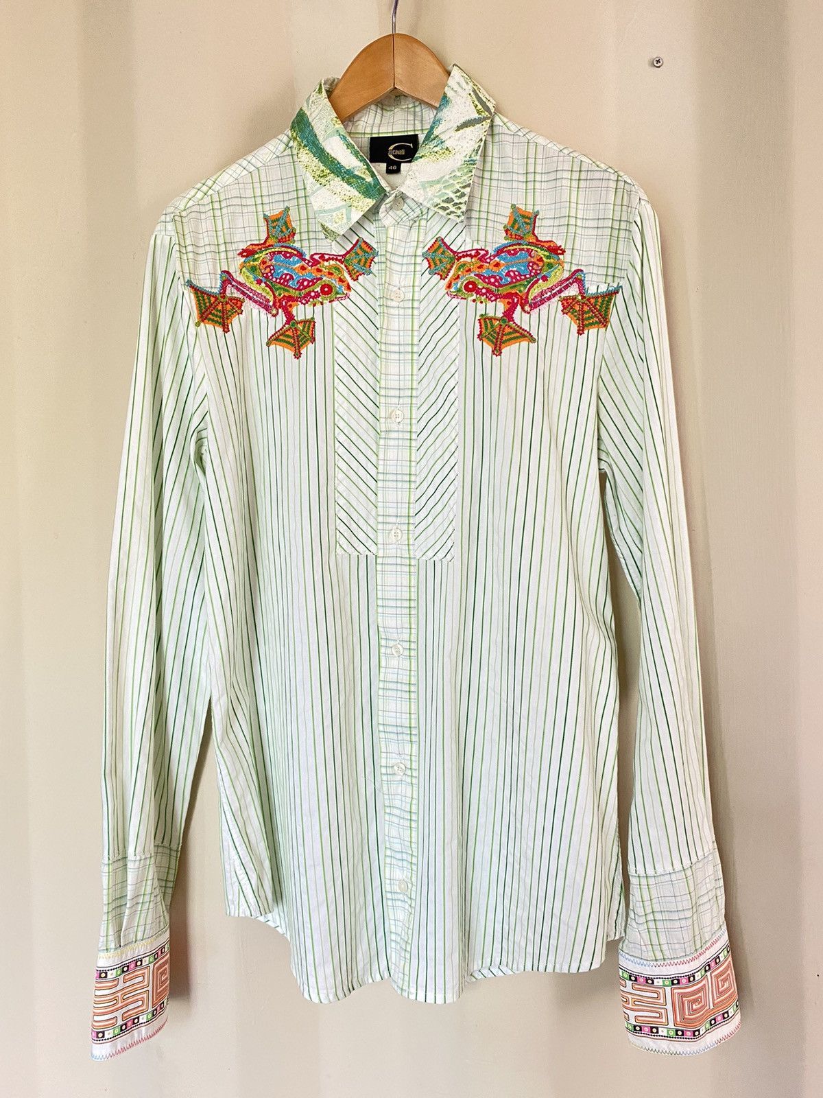 Just Cavalli JUST Cavalli Emerald Stripes Long-Sleeve Shirt Size L / US 10 / IT 46 - 8 Thumbnail