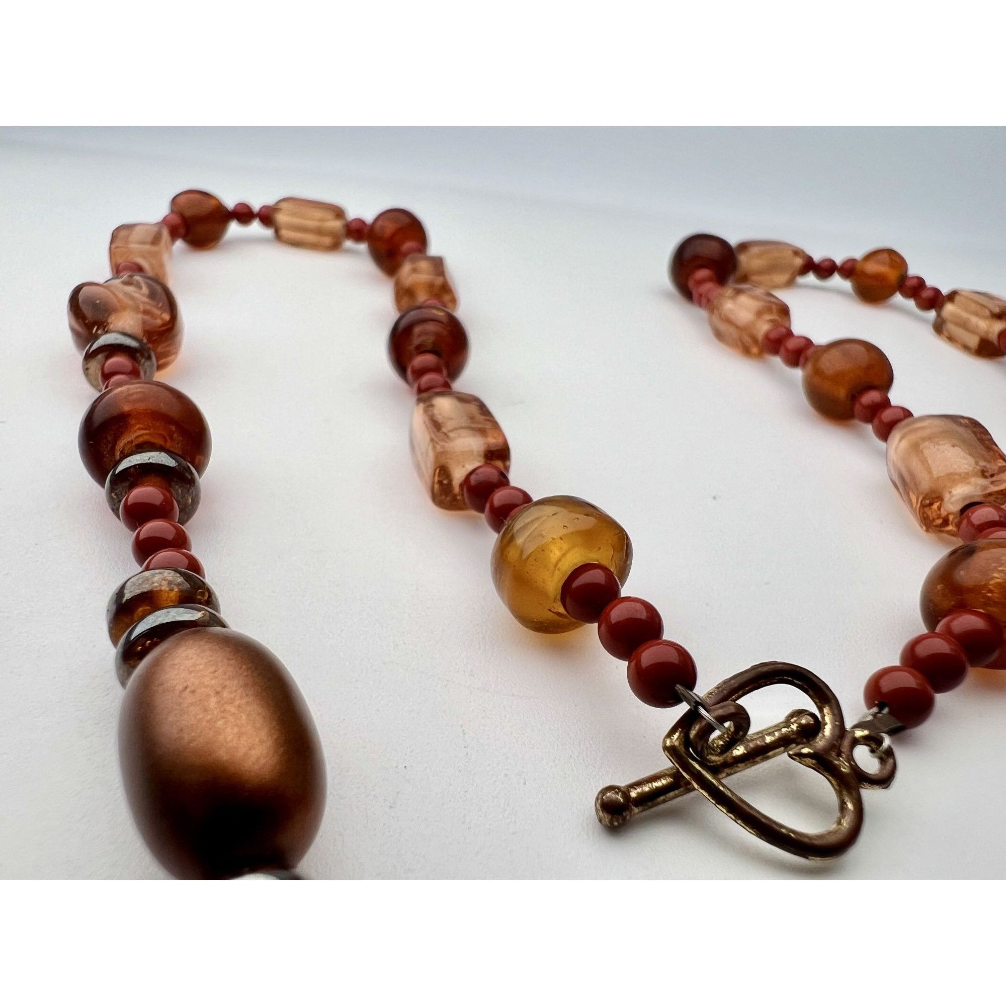 Vintage Vintage Bird Charm Necklace Mixed Beads Orange Copper Tone H Size ONE SIZE - 7 Thumbnail