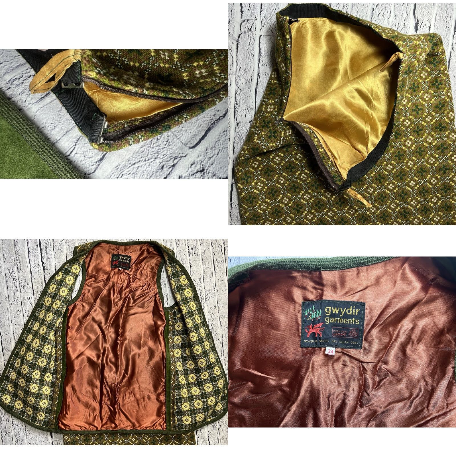 Vintage VINTAGE Welsh Gwydir Garments Pure New Wool/Suede 2pc Skirt Vest Top 34 Small Size XXS / US 00 / IT 34 - 8 Thumbnail