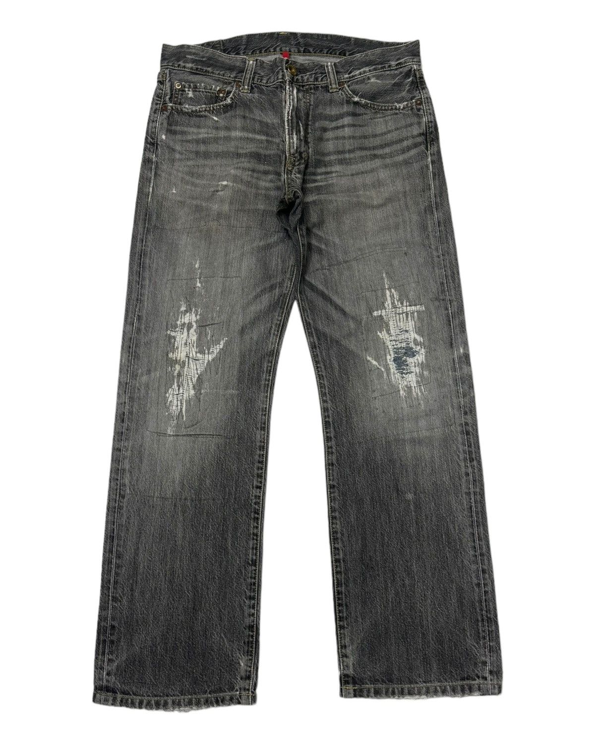 Undercover × Uniqlo VINTAGE S002 BLACK FADED DISTRESS BAGGY JEANS Size US 34 / EU 50 - 8 Thumbnail