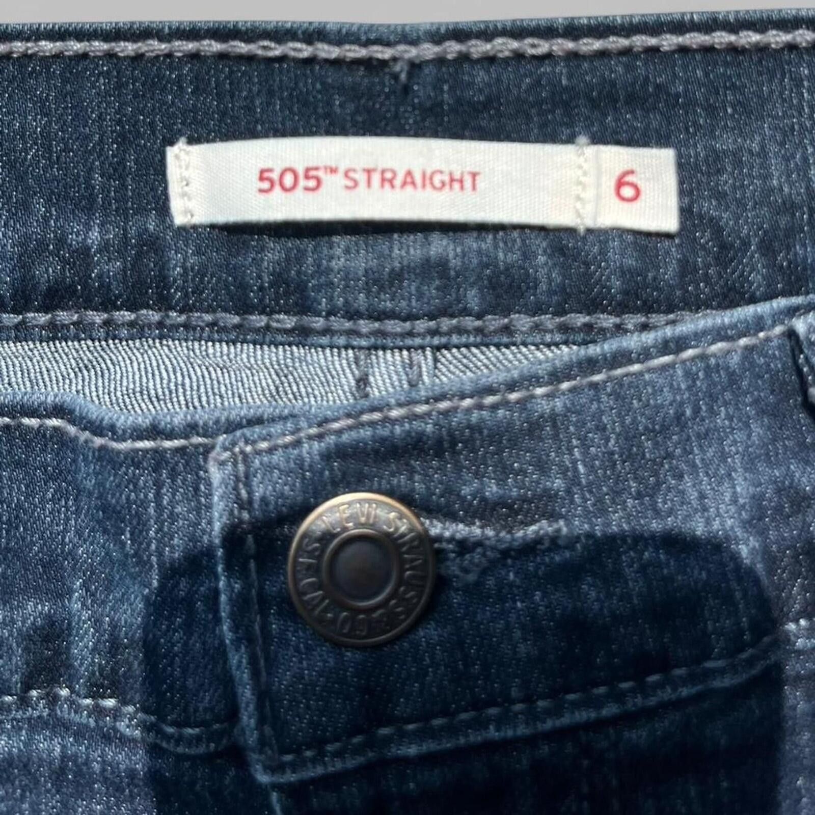 Levi's Levi 505 Women's Mid Rise Straight Dark Washed Jeans 6 28x32 Size 28" / US 6 / IT 42 - 5 Thumbnail