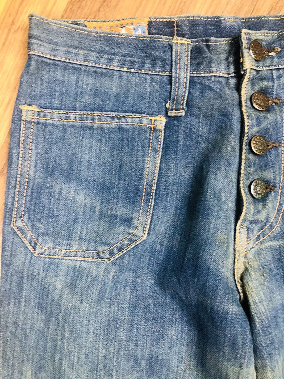 Beauty Beast Rare Vintage Heddon 70s Bell Bottom Flare Jeans (40) Size 32" / US 10 / IT 46 - 6 Thumbnail