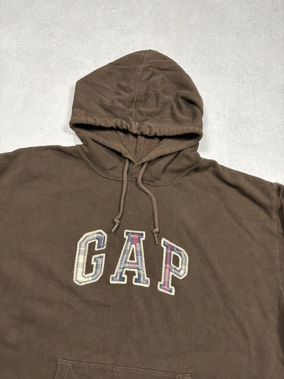Gap GAP Brown Vintage Hoodie Plaid Appliqué Logo Spell Out Y2K Size US XL / EU 56 / 4 - 4 Thumbnail