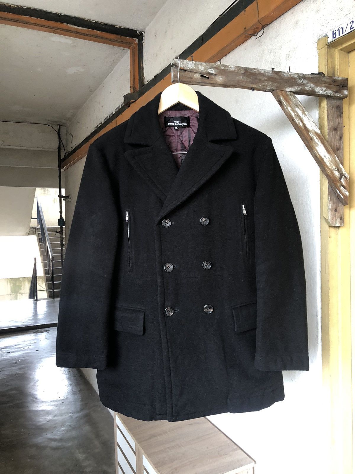 Comme des Garcons 🥷 Comme des Garcons Fleece Winter Pea Coat Jacket Size M / US 6-8 / IT 42-44 - 3 Thumbnail