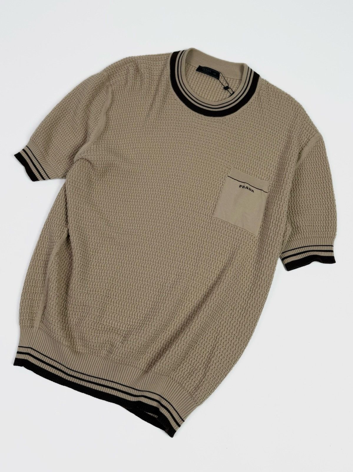 Prada SS2023 Waffle-Knit Short Sleeve Sweater Size US M / EU 48-50 / 2 - 1 Thumbnail