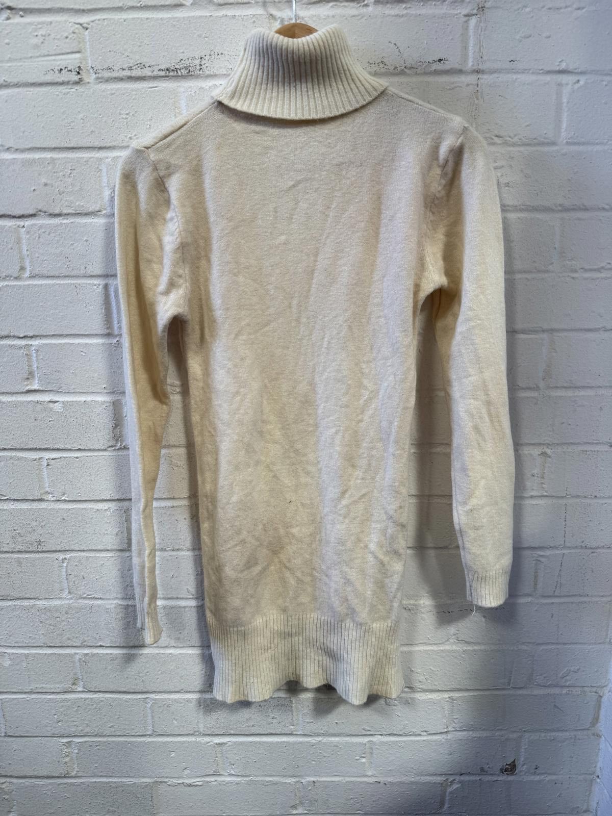 Unknown London Cream Cable Knit Turtleneck Sweater Dress Size XXL / US 16-18 / IT 52-54 - 2 Thumbnail