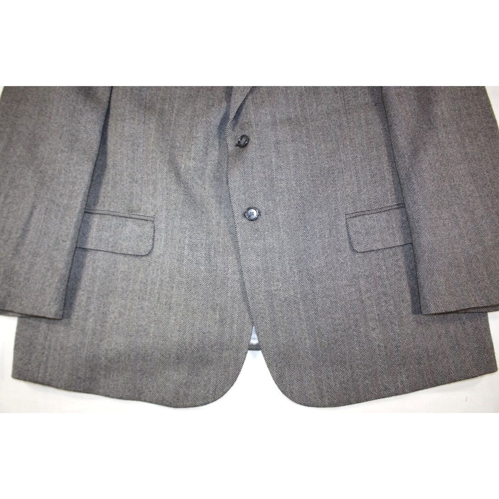 Vintage Vintage Bert Pulitzer Blazer Men 46 Lambswool Herringbone Gray Wool Blazer Jacket Size 46R - 2 Thumbnail