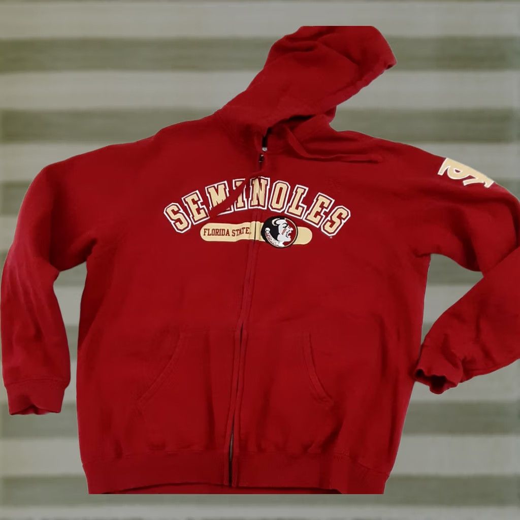 Vintage VINTAGE Florida State Seminoles Full Zip Hooded Sweatshirt XL burgundy Mens 27in long 24in pit to pit EUC Size US XL / EU 56 / 4 - 1 Thumbnail