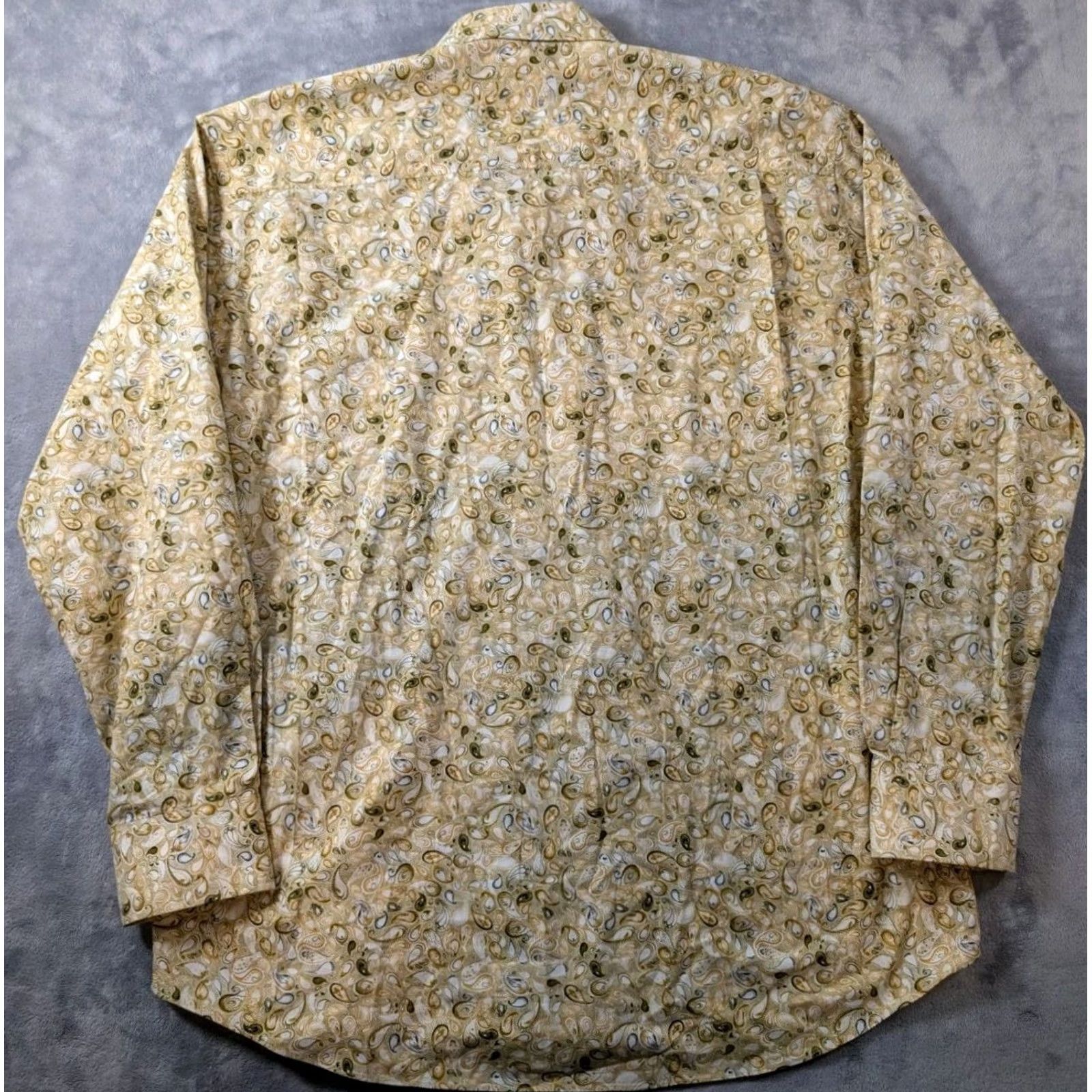 Vintage Alan Flusser Shirt Paisley Button Front Cotton Long Sleeve Yellow Men's Large Size US L / EU 52-54 / 3 - 4 Thumbnail