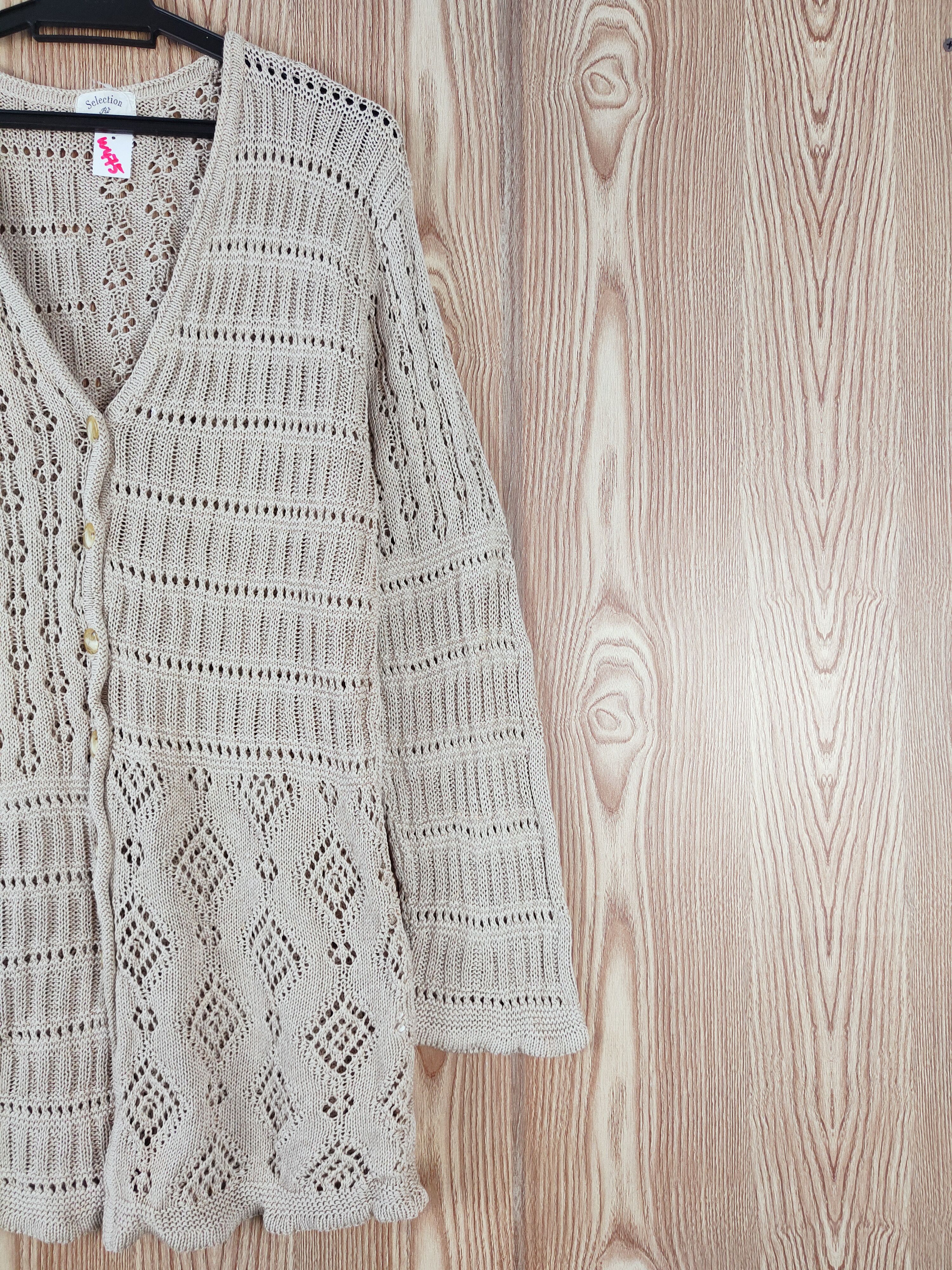 Japanese Brand × Vintage Selection RJ Brown Mesh Net Knitwear Long Cardigan #W475 Size M / US 6-8 / IT 42-44 - 5 Thumbnail