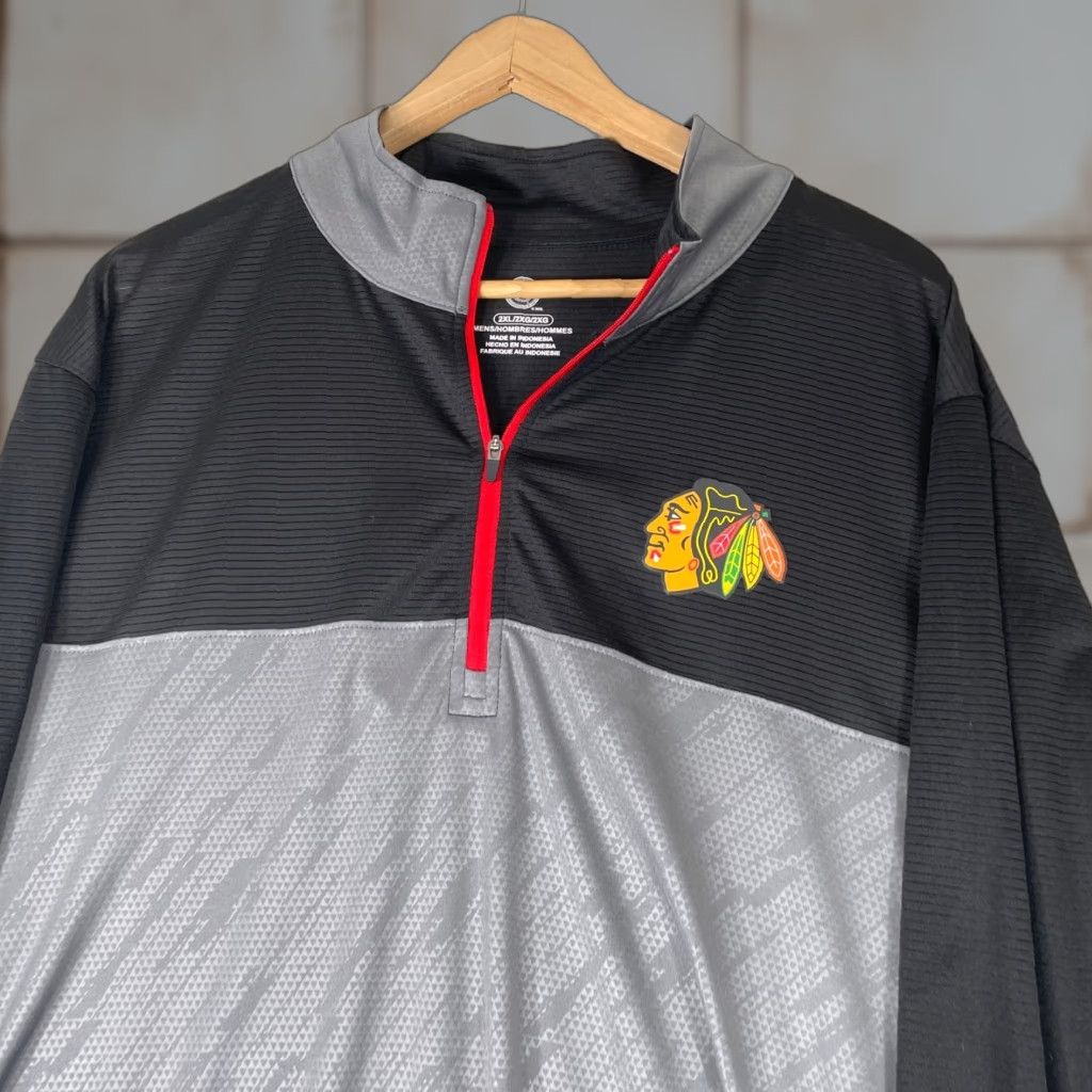 NHL NHL Chicago Blackhawks Pullover Mens 2XL Black Quarter Zip Hockey Fan Gear Size US XXL / EU 58 / 5 - 1 Thumbnail